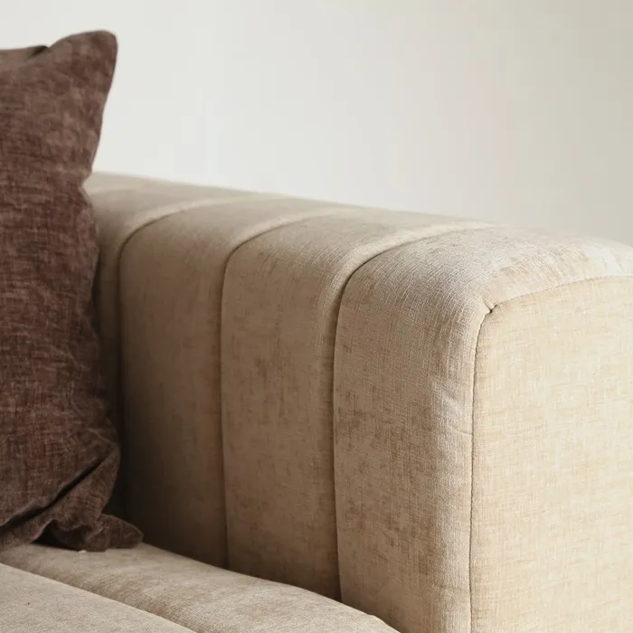 Sofá Dos Plazas Tapizado Terciopelo Beige Bard, Contemporáneo (148x100x66cm) - Imagen 5