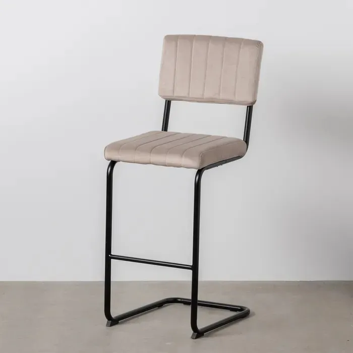 Set 4 Taburetes en Terciopelo Beige Tuscany, Retro (44x50x115 cm) - Imagen 2