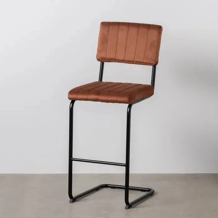 Set 4 Taburetes en Terciopelo Marrón Tuscany, Retro (44x50x115 cm) - Imagen 2