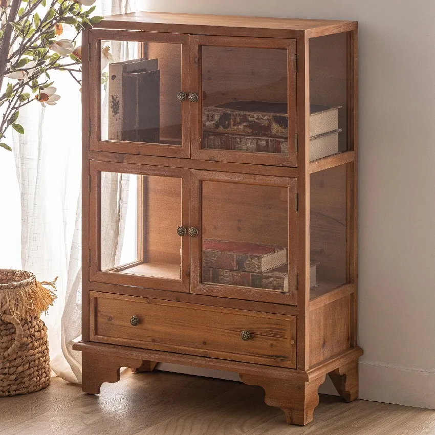 Vitrina Abeto Natural y Cristal Constance, Provenzal(76x35x108 cm) - Imagen 2