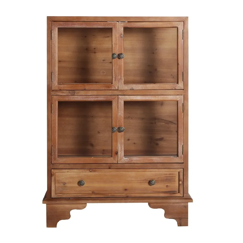 Vitrina Abeto Natural y Cristal Constance, Provenzal(76x35x108 cm)